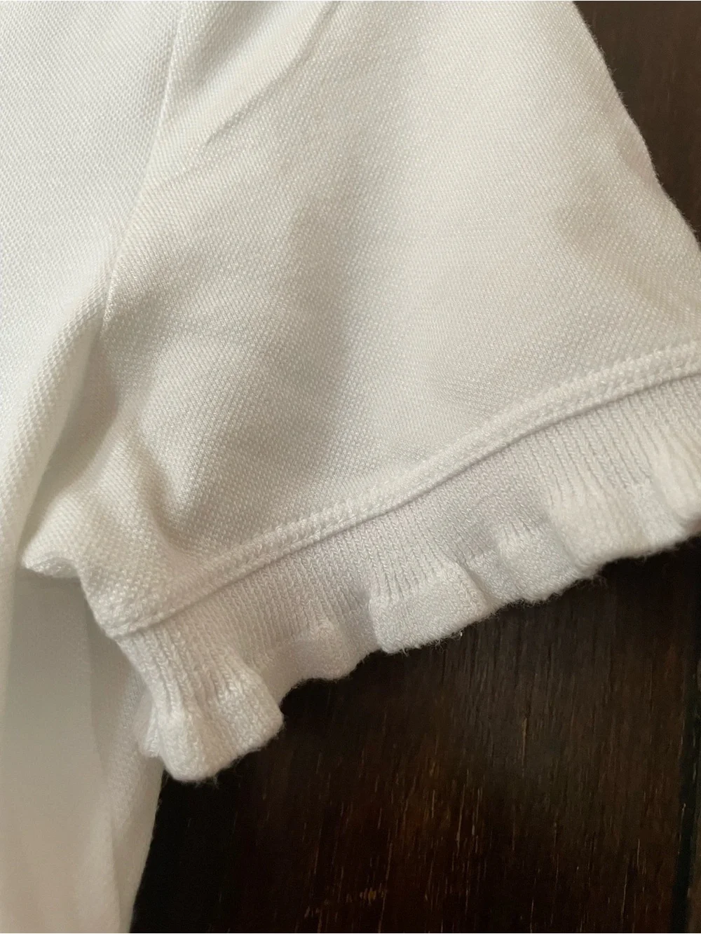 Tory Burch White Ruffle-Trim Polo with Pearl gold logo Buttons small